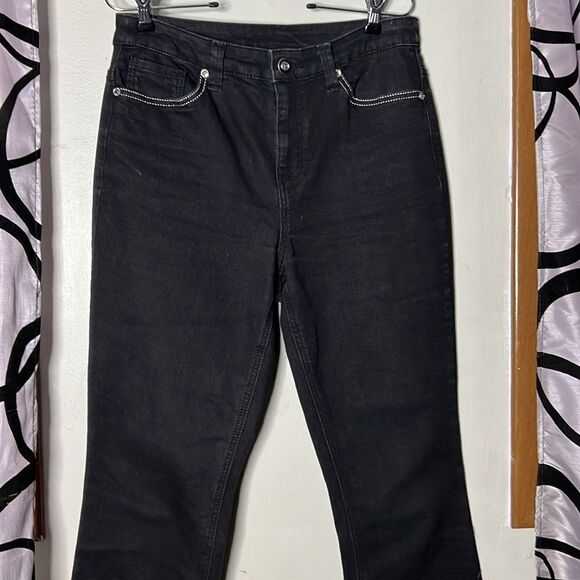 Christopher & Banks size 4 black sequin embellished denim jeans - Picture 5 of 14